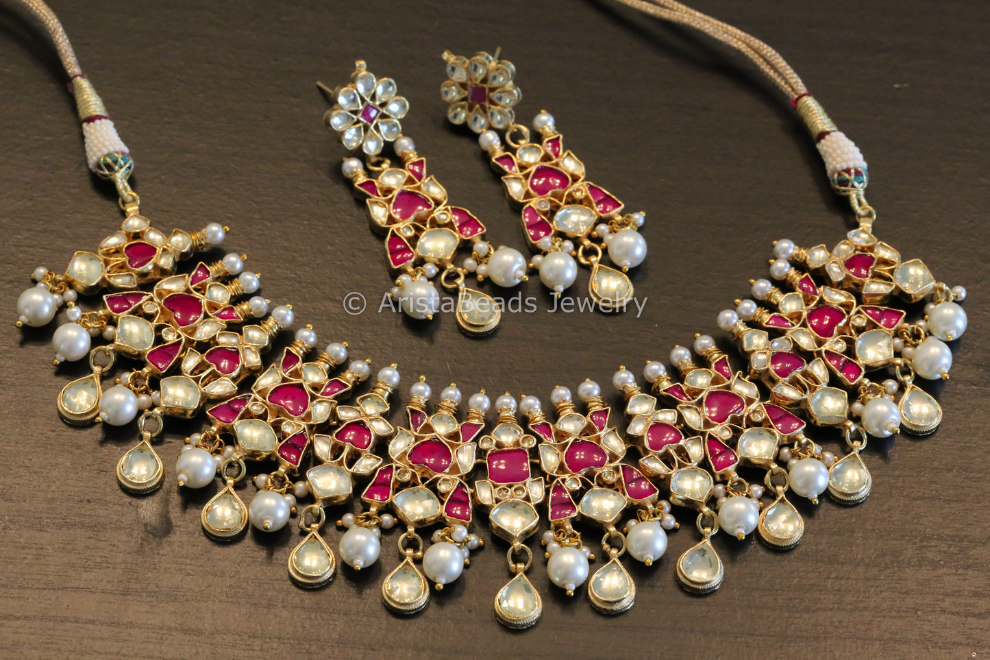 Kundan Necklace Set - Ruby