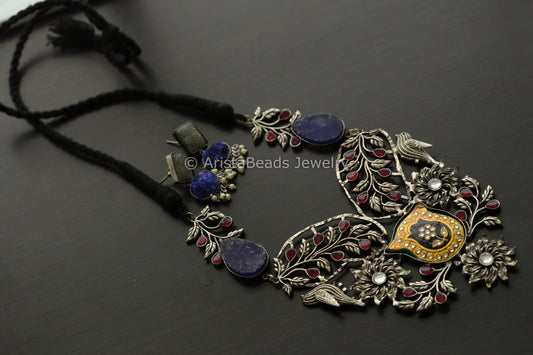 Extra Large Enamel Kundan Fusion Pendant Set