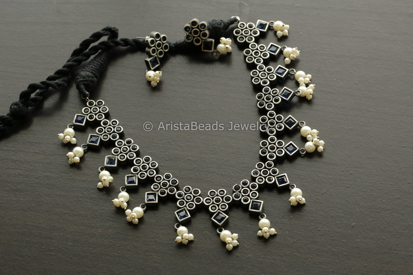 Blue Oxidized Necklace Set