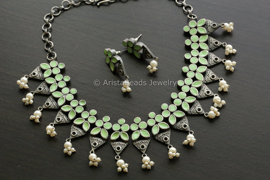 Enamel Oxidized Necklace Set