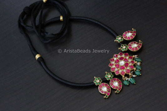Black Thread Kundan Jadau Necklace