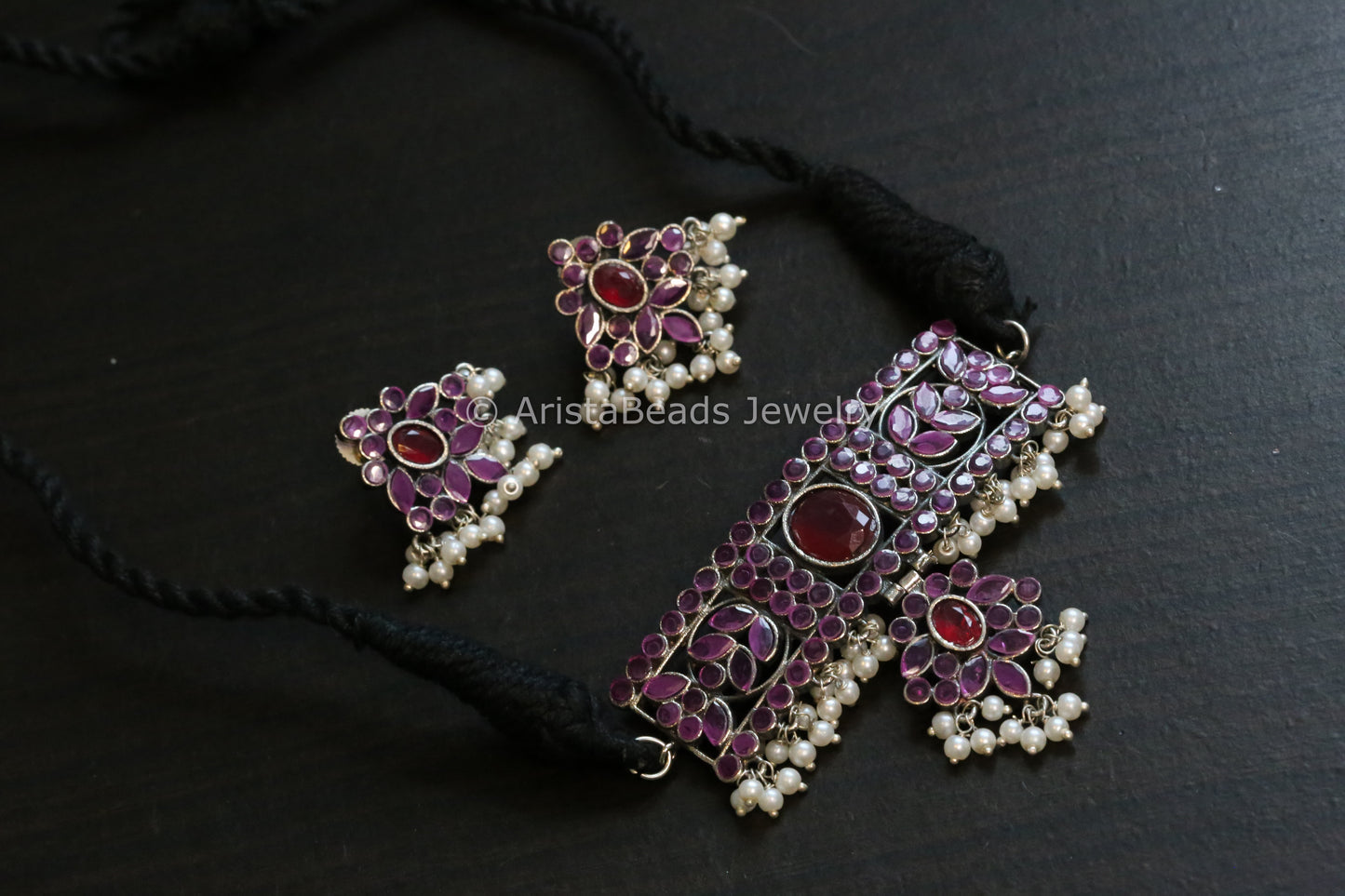 Short CZ Choker Set - Ruby