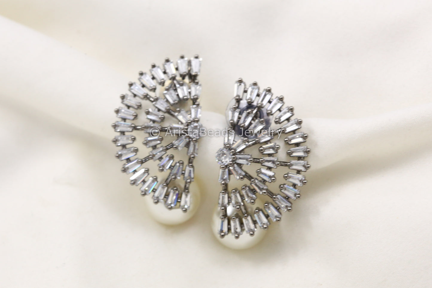 Victorian CZ Pearl Studs