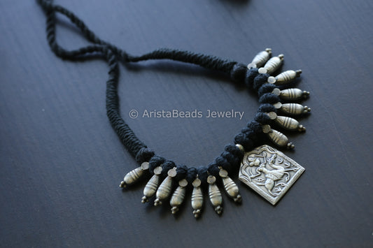 Tribal Rajasthani Necklace - Black Thread