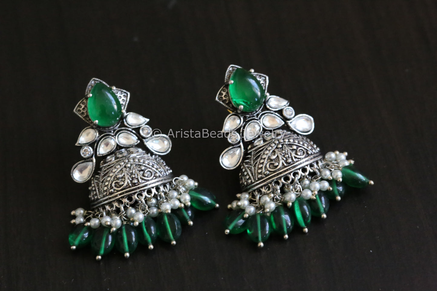 Oxidized Kundan Jhumka