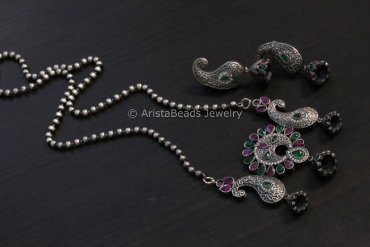 Green Ruby CZ Pendant Chain Set