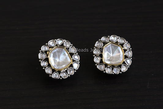 Uncut Moissanite Look Kundan Studs