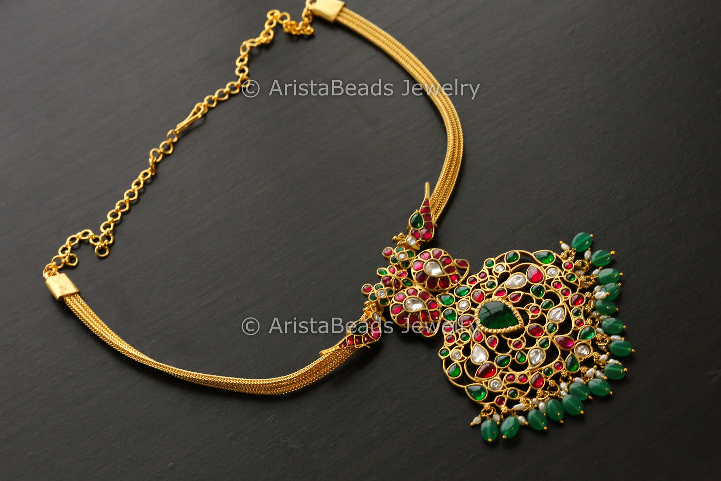 Next To Real Kemp Kundan Bird Necklace