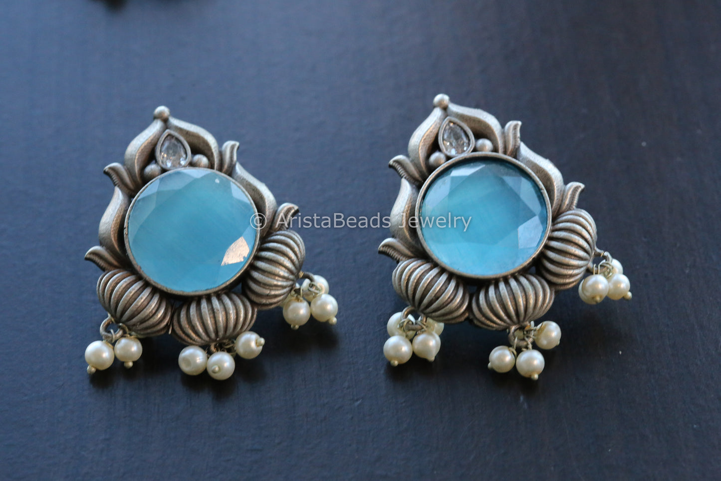Large Silver Look Candy Stone Studs