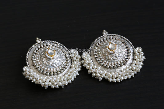 Brass Silver Replica Kundan Designer Studs