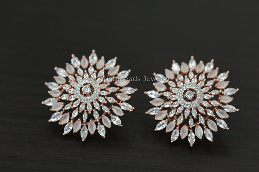 Rose Gold Large Studs -Blush Pink