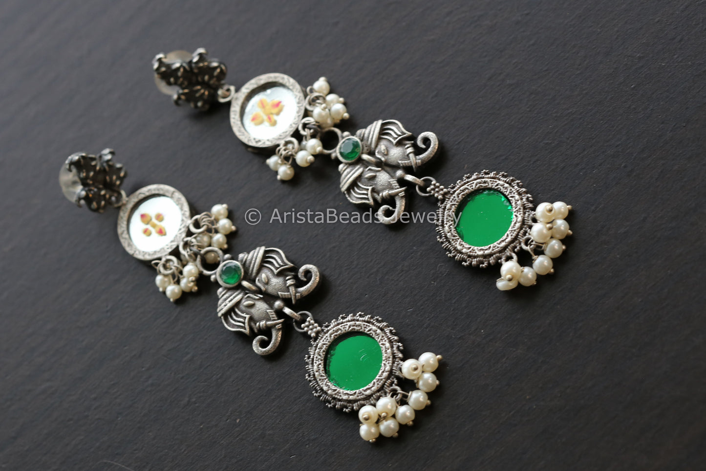 Long Green Glass Earrings