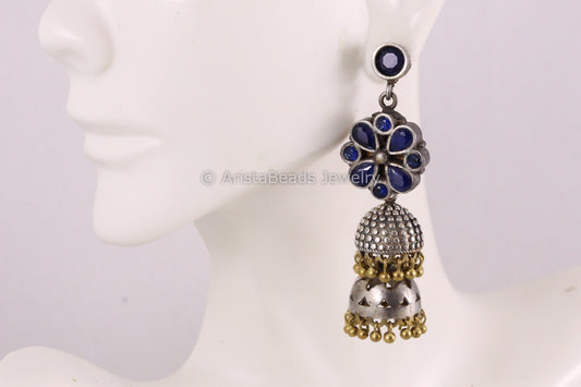 Dual Tone Blue Jhumka