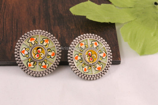 Enamel Earrings - Pista Orange