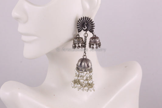 Silver Look Layered Jhumka