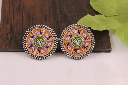 Enamel Earrings - Peach