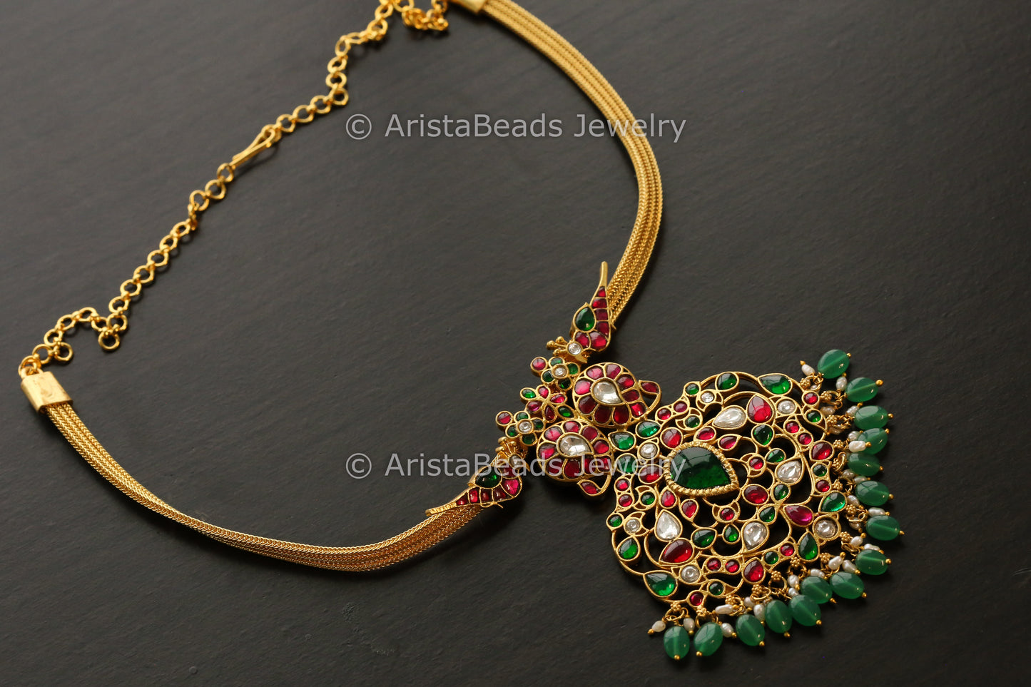 Next To Real Kemp Kundan Bird Necklace