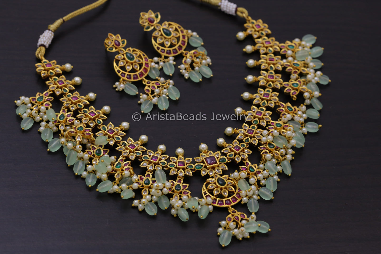 Kemp Stones Necklace Set - Ruby Green