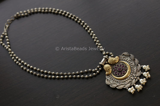 Dual Tone Necklace - Ruby