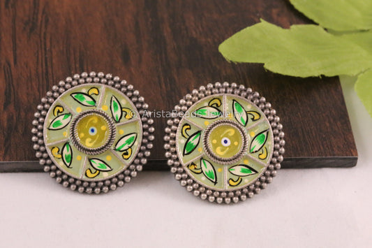 Enamel Earrings - Pista Green