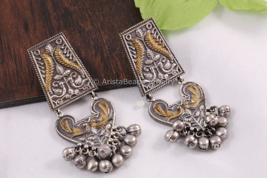Dual Tone Silver Look Earrings