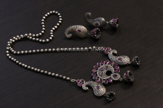 Ruby CZ Pendant Chain Set