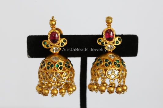 Kemp Stones Gold Jhumka