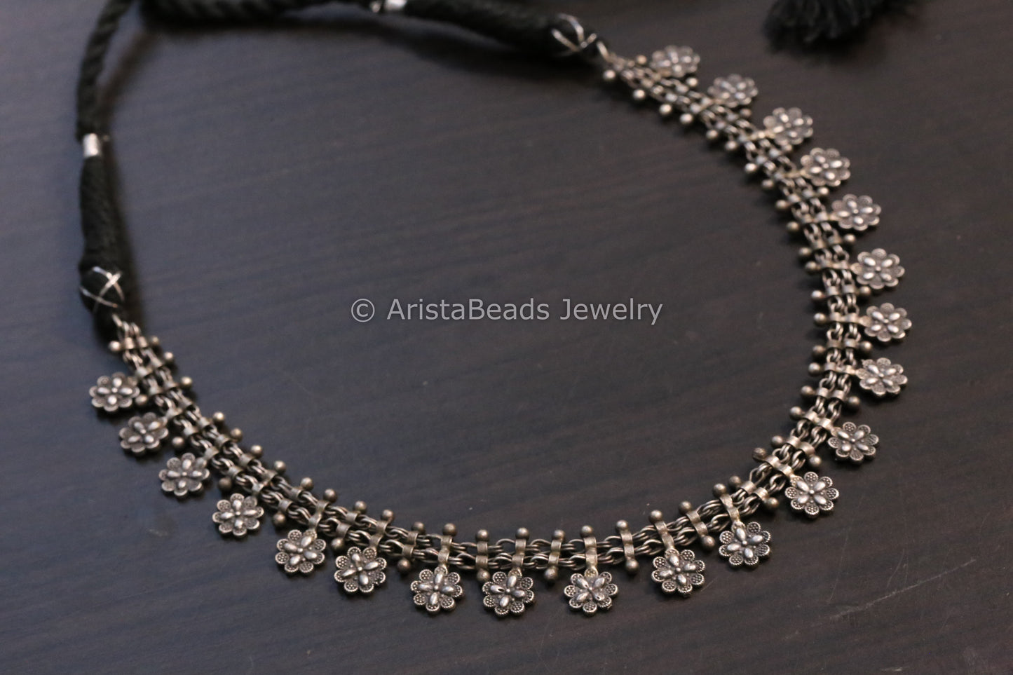 Silver Replica Oxidized Necklace - Style 3