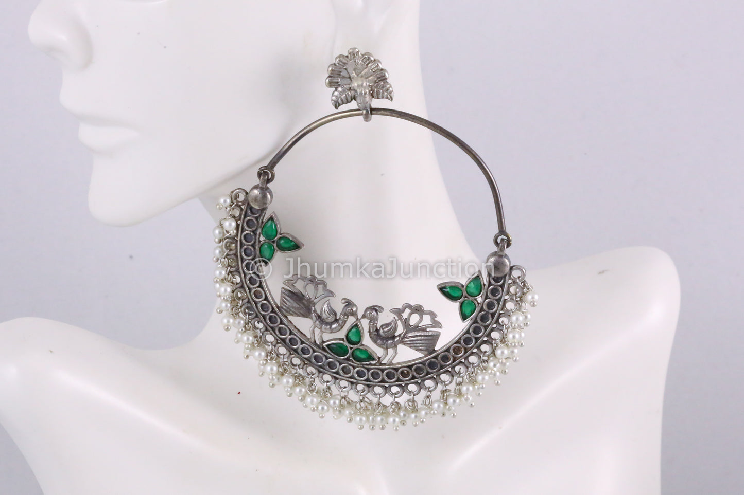 Large Emerald Peacock Earrings