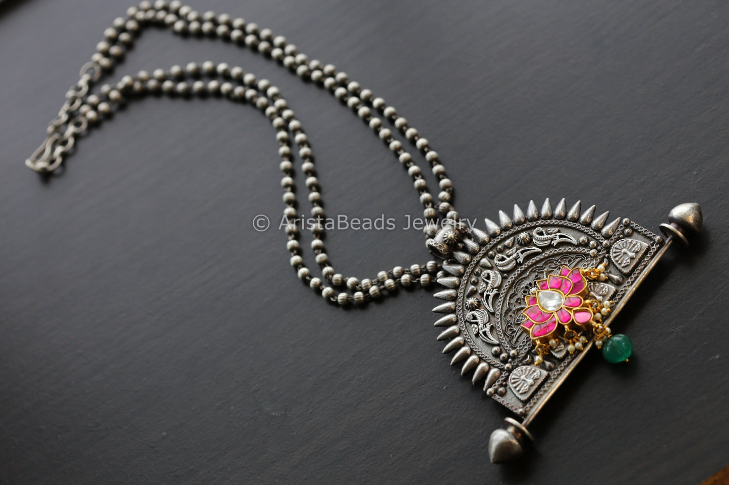 Kundan Lotus Dual Tone Necklace