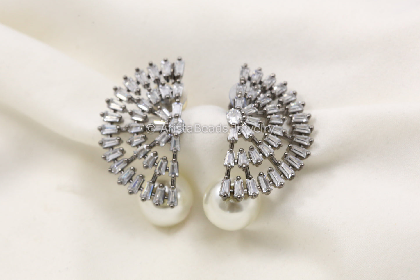 Victorian CZ Pearl Studs