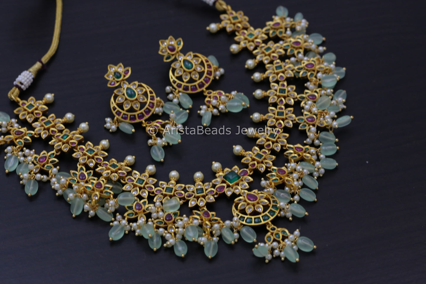 Kemp Stones Necklace Set - Green Ruby