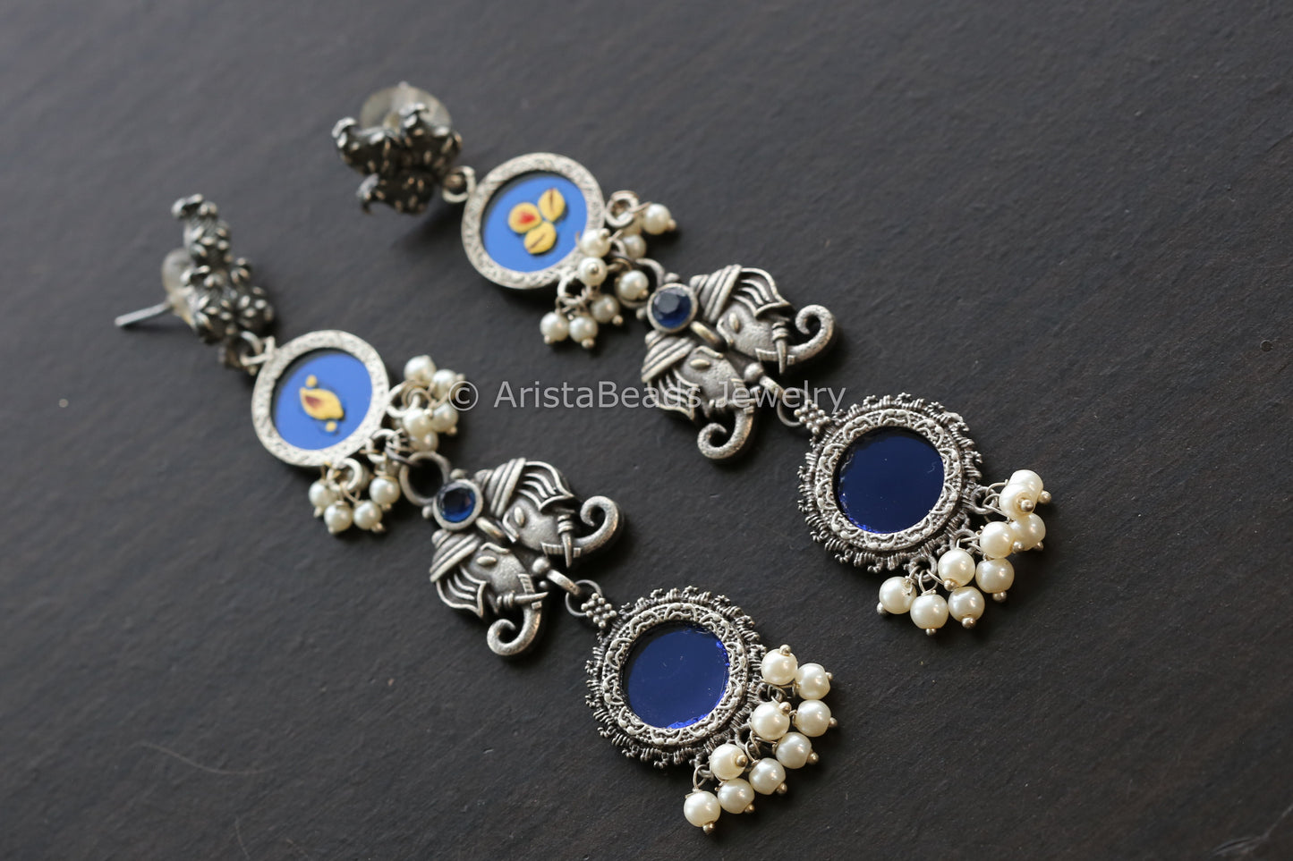 Long Blue  Glass Earrings