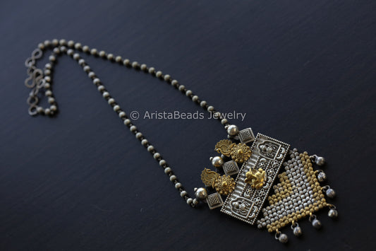 Ganesha Dual Tone Pendant Necklace