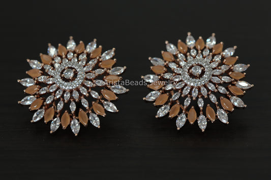 Rose Gold Large Studs -Orange