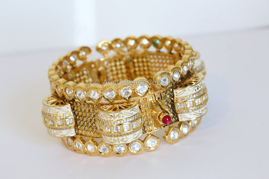 Ivory Enamel Kundan Bangle