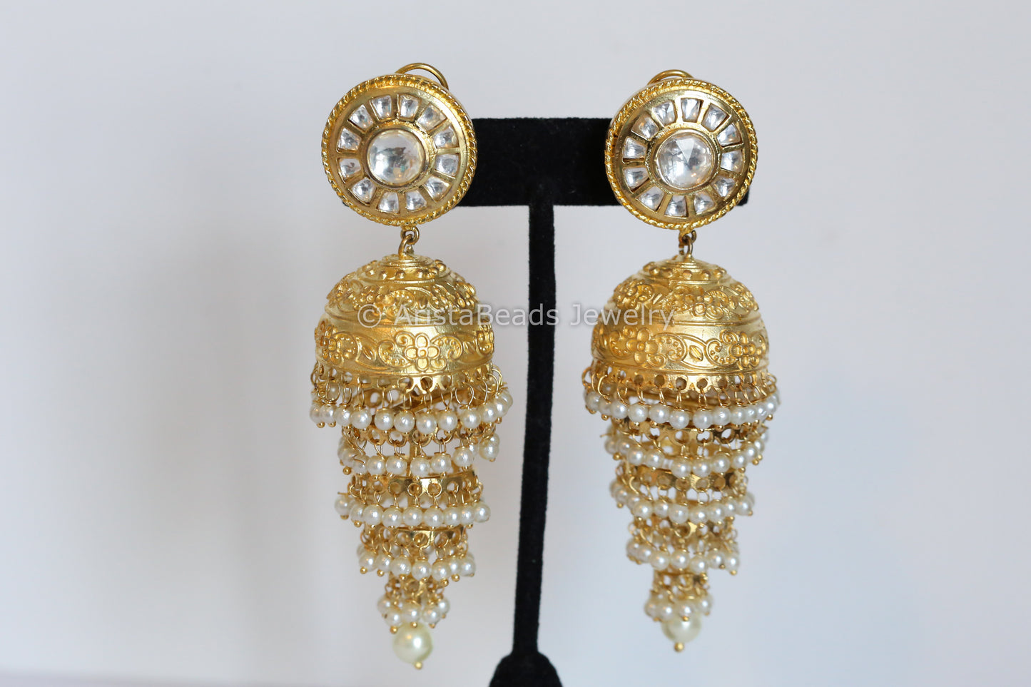 Kundan Polki Layered Jhumki