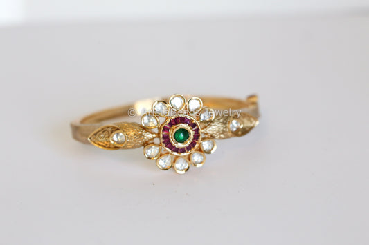 CZ & Kundan Polki Bracelet - Ruby Green