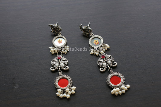 Long Red Glass Earrings