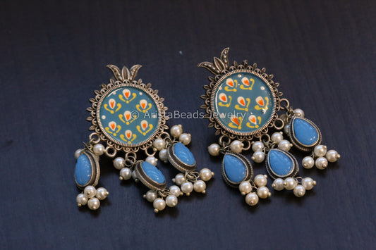 Enamel Hand-Painted Stud - Light Blue