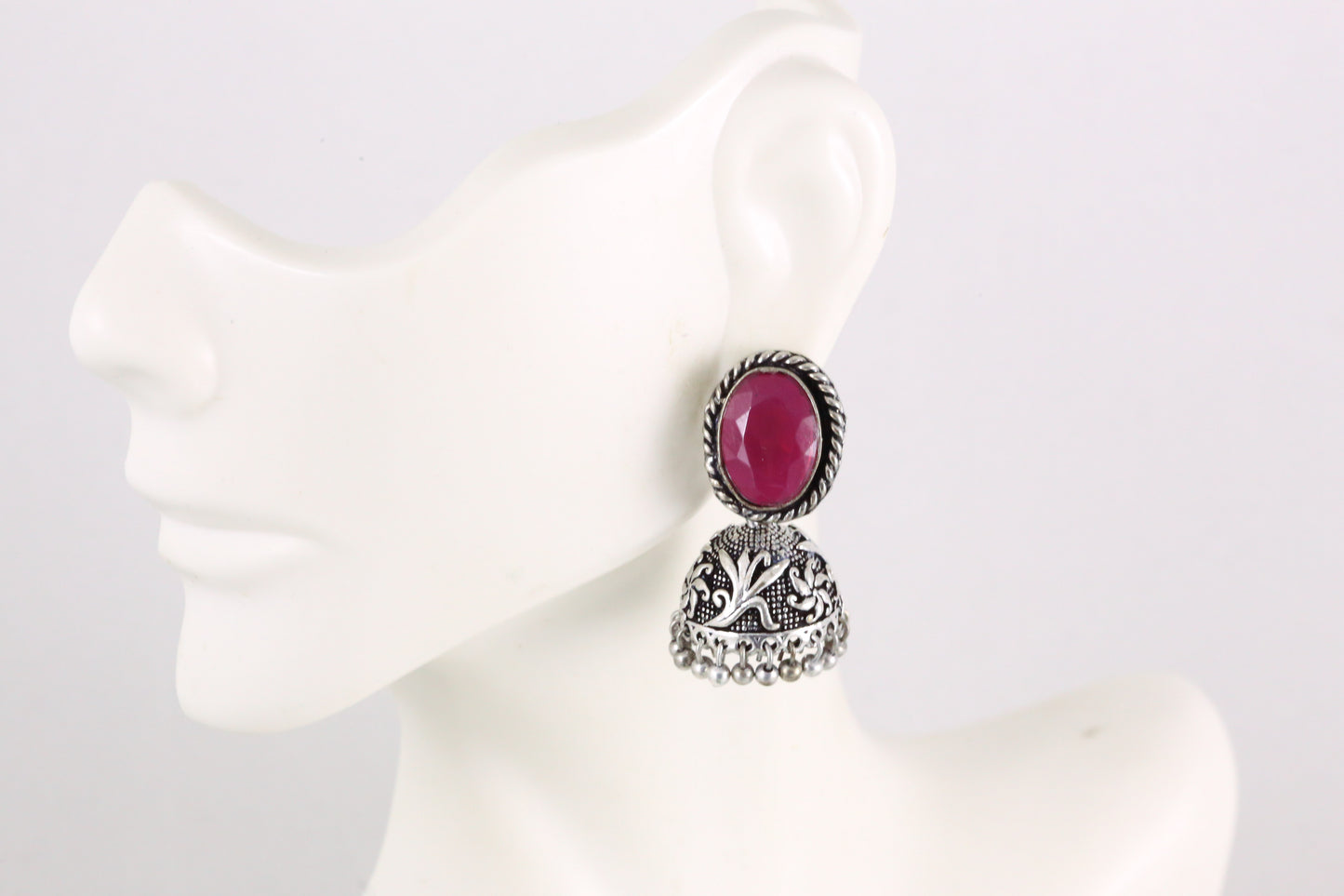 Stone Jhumka - Ruby
