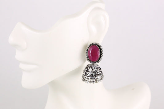 Stone Jhumka - Ruby