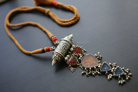 925 Sterling Silver Vintage Glass Necklace