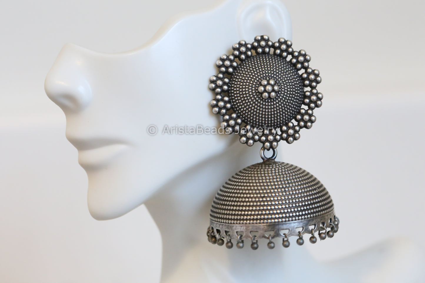 Large Suryakranti Silver Plated Jhumka