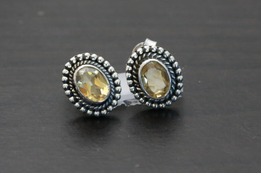 925 Citrine Studs