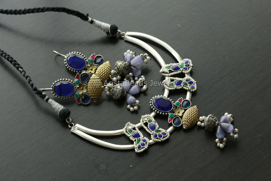 Kundan Hasli Necklace - Blue