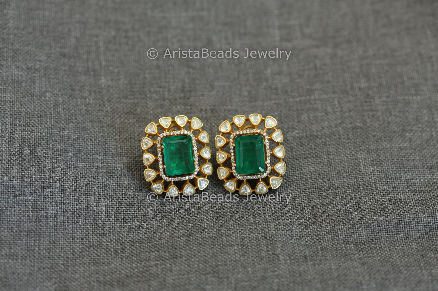 Real Moissanite & Doublet Studs - Green