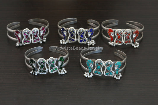 Wide Jadau Kundan Cuff (Adjustable)