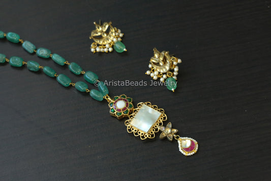 Dainty MOP Jadau Kundan Necklace Set