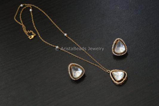 Premium Moissanite Look Polki Kundan Set